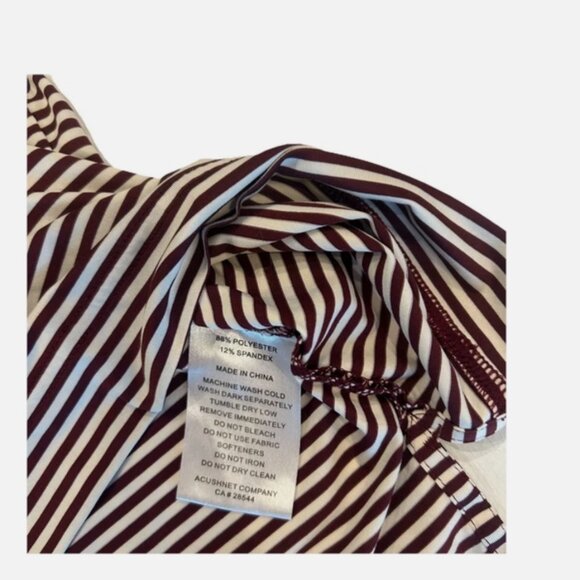 Footjoy Polo Shirt Men's 2XL Maroon White Striped Short Sleeve Stretch Golf - Picture 3 of 5